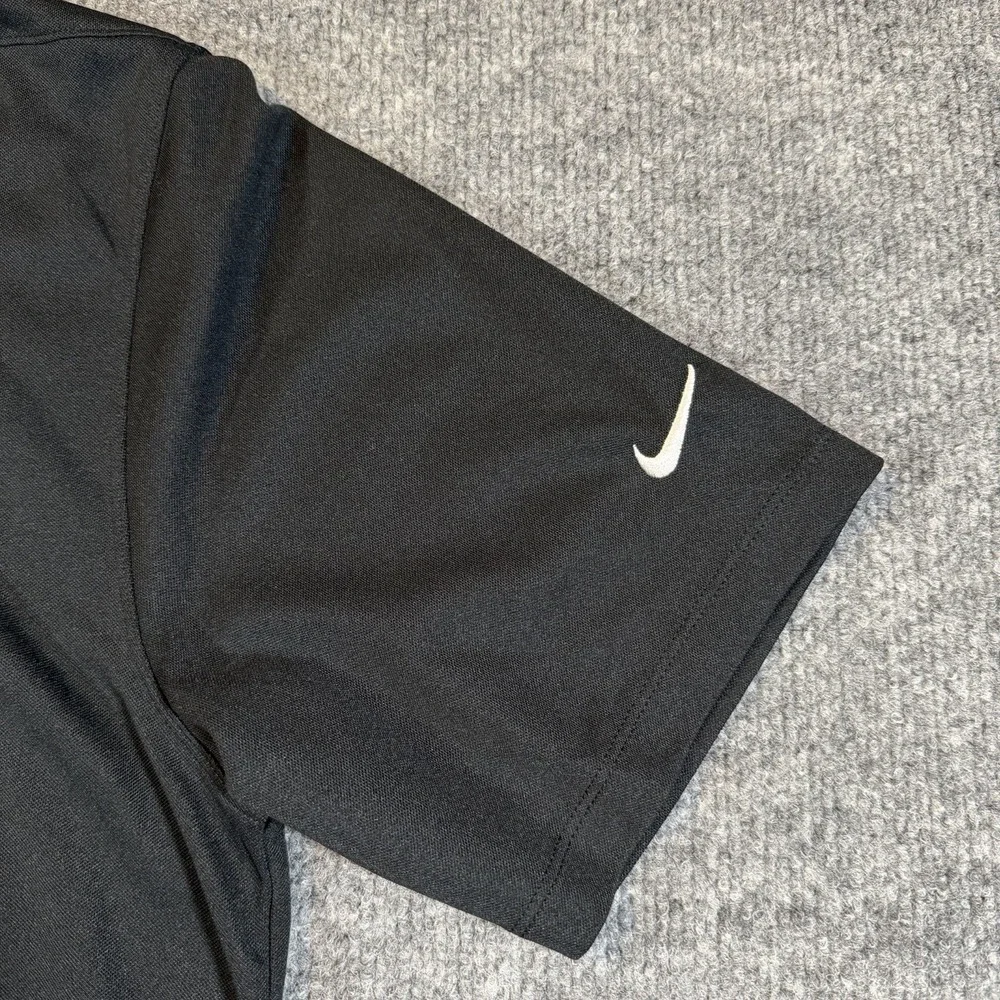 Nike Mens M Performance Short Sleeve Polo Black Embroidered Ally‎ Bank Sleeve